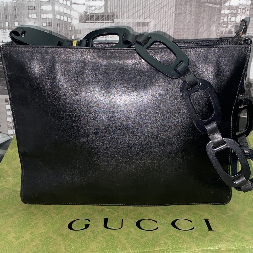 Authentic Rare Gucci Elegant black leather Bag - Picture 3 of 14